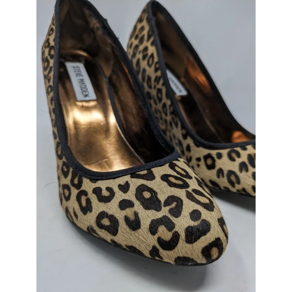 Steve Madden Selena Leopard Print Calf Hair Wedges Mob Wife Size 8M